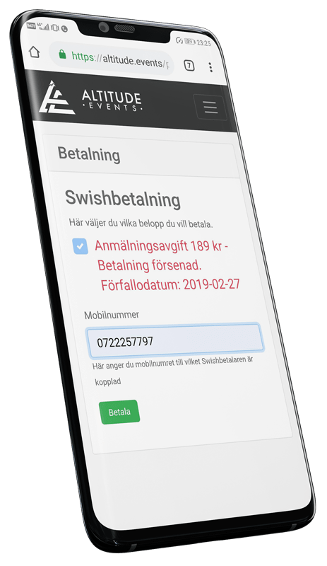 Betalning sker genom kort eller Swish. Systemet håller själv koll på förfallodatum och påminner resenären