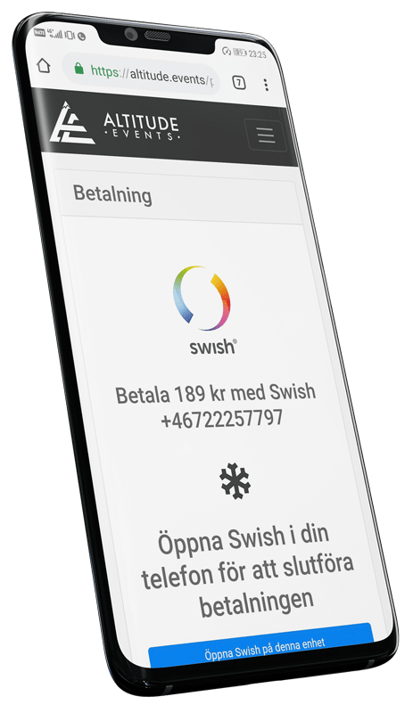 I systemet finns en fullständig integration mot Swish för Handel, med möjlighet för såväl betalningar som återbetalningar