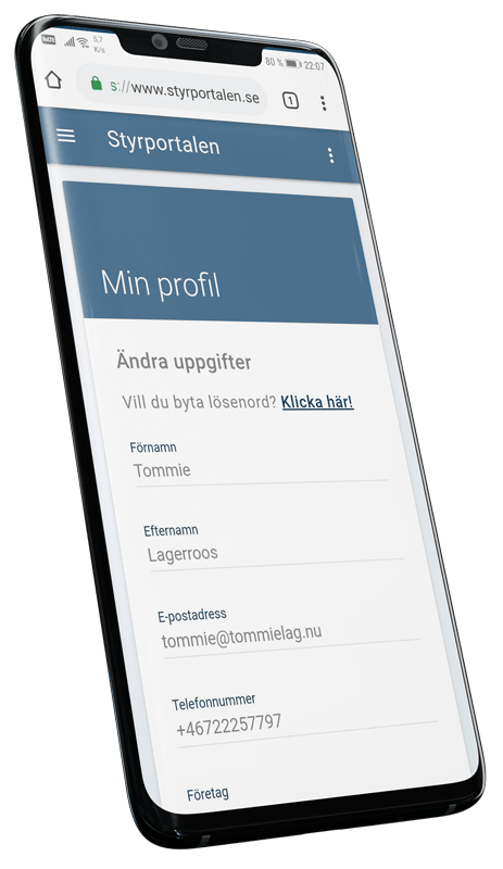 Givetvis går det även att redigera sin egen information i Styrportalen
